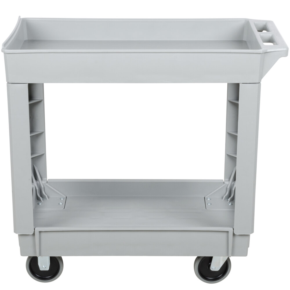Continental 5800GY 34" x 17" Gray Utility Cart with 2Shelf Recessed Top