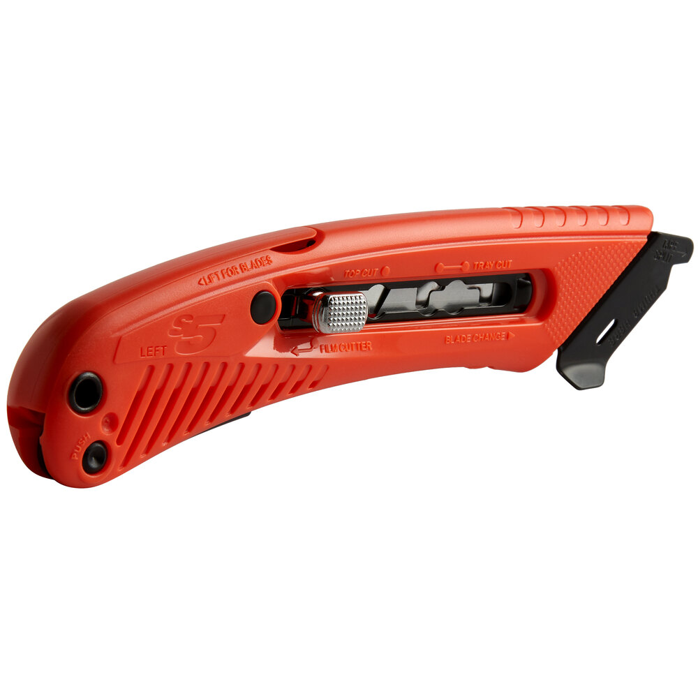 S5™ Left Handed Safety Cutter with 1 Blade & Film Cutter - Red