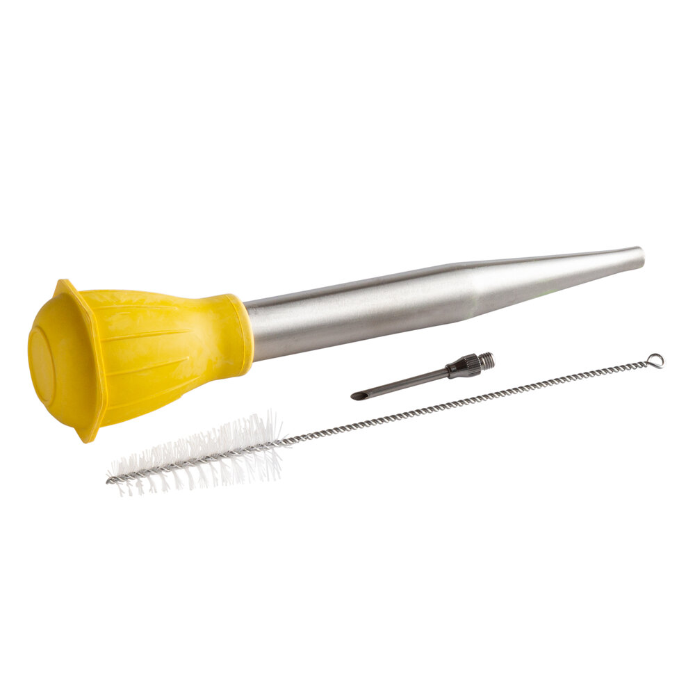 Stainless Steel Turkey Baster w/ Injector Needle & Cleaning Brush (11")