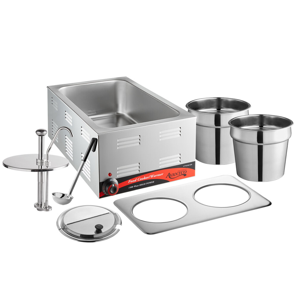 Avantco Twin Well 7.5 Qt. Countertop Food Warmer with 2 Insets, 1 Cover