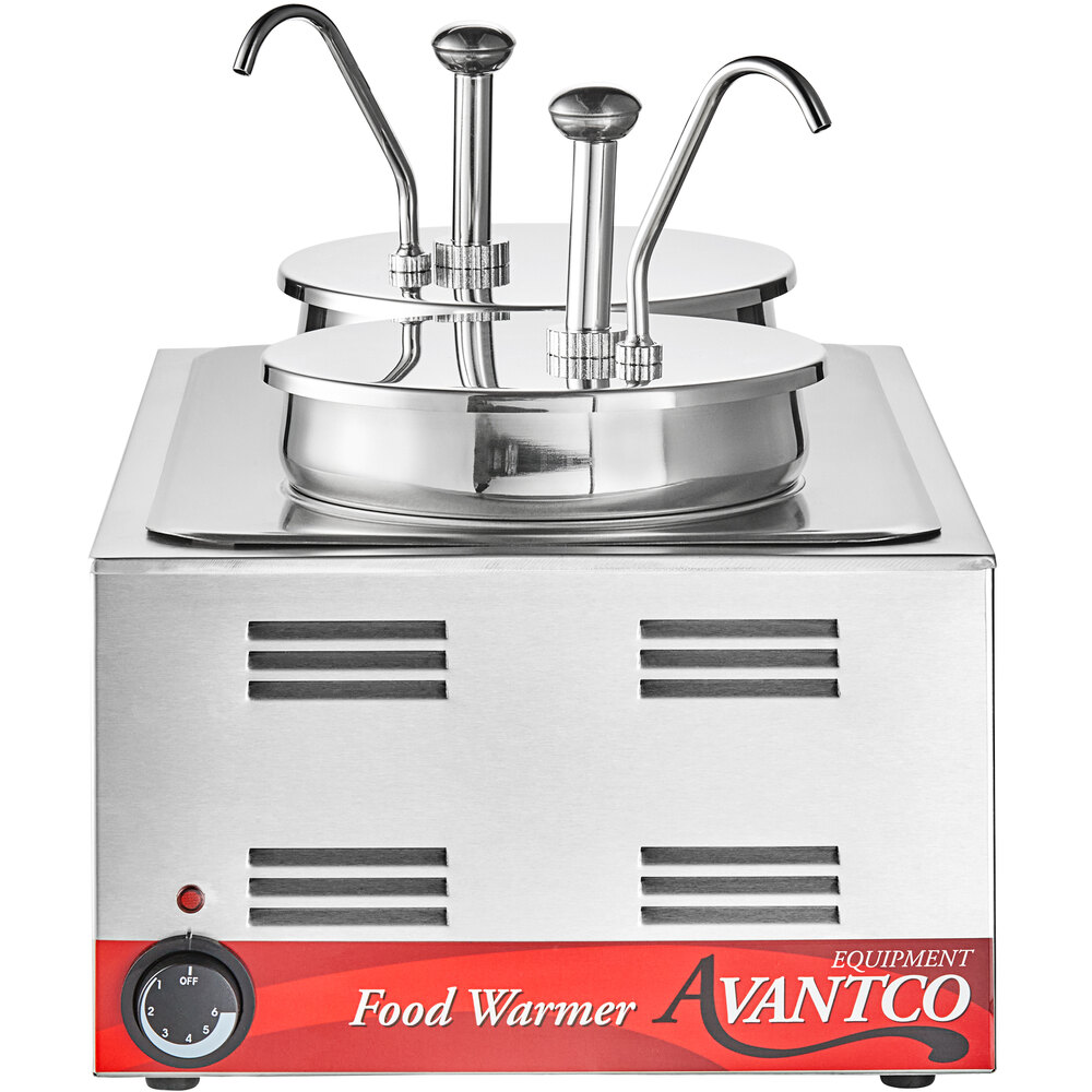 Avantco 12" x 20" Full Size Electric Countertop Food Warmer / Topping Station with 2 Condiment