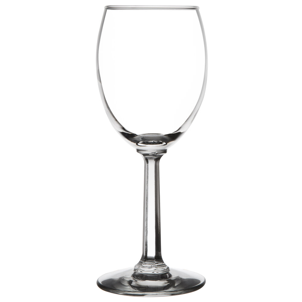 Libbey 8766 Napa Country 6.5 oz clear tall wine glass with curved bowl and faceted stem on white background