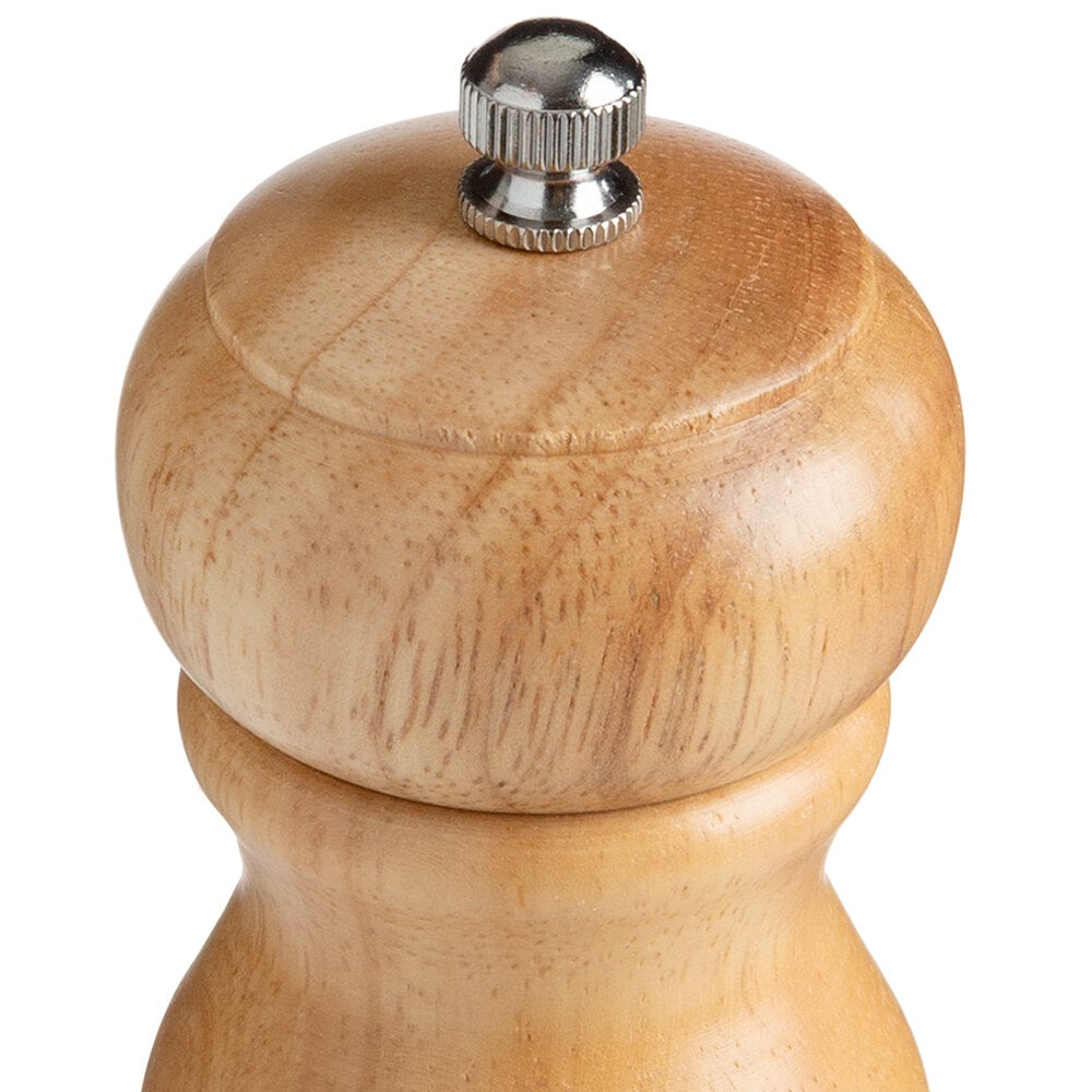 Acopa 4 Matte Brown Wooden Salt Shaker and Pepper Mill Set