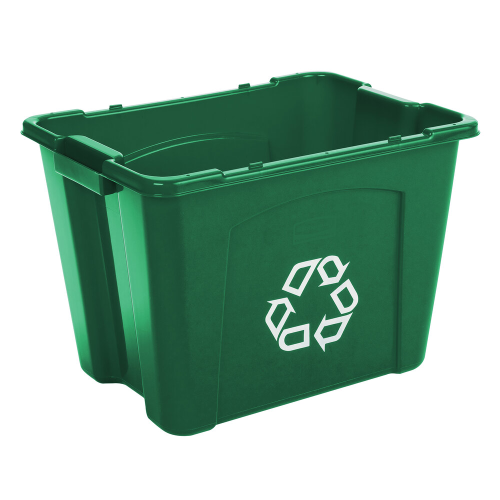 Rubbermaid FG571473GRN 14 Gallon Green Rectangular Curbside Recycling Bin