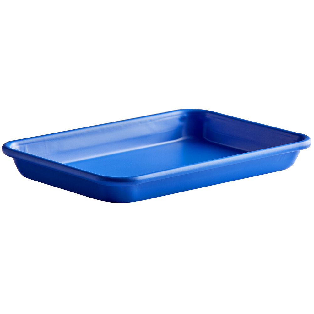 Baker's Lane Eighth Size 19 Gauge Non-Stick 6 1/2 x 9 1/2 Light Blue Wire in Rim Aluminum Bun / Sheet Pan / Tray