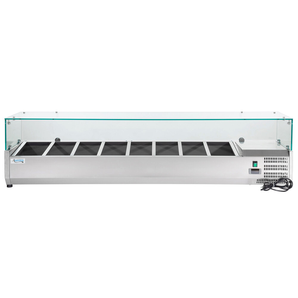 Avantco 71" CPT71HC Countertop Refrigerated Prep Rail with Sneeze Guard