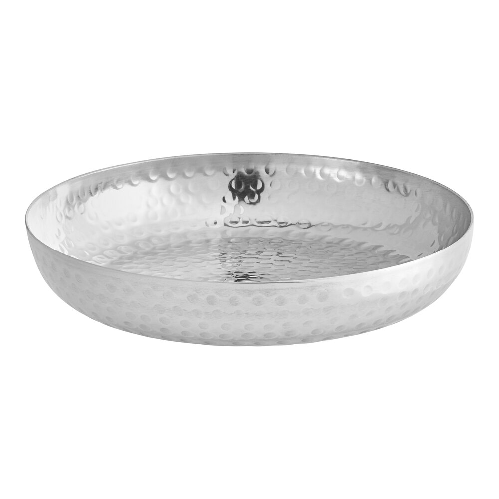 American Metalcraft ASEAS12 12 Round Silver Hammered Aluminum Seafood Tray