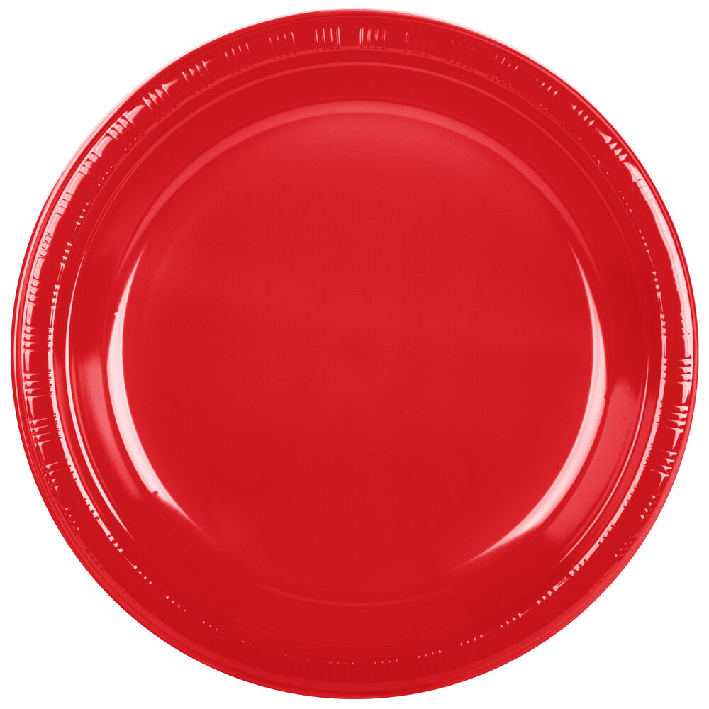 Creative Converting 28103131B 10" Classic Red Plastic Plate 50/Pack