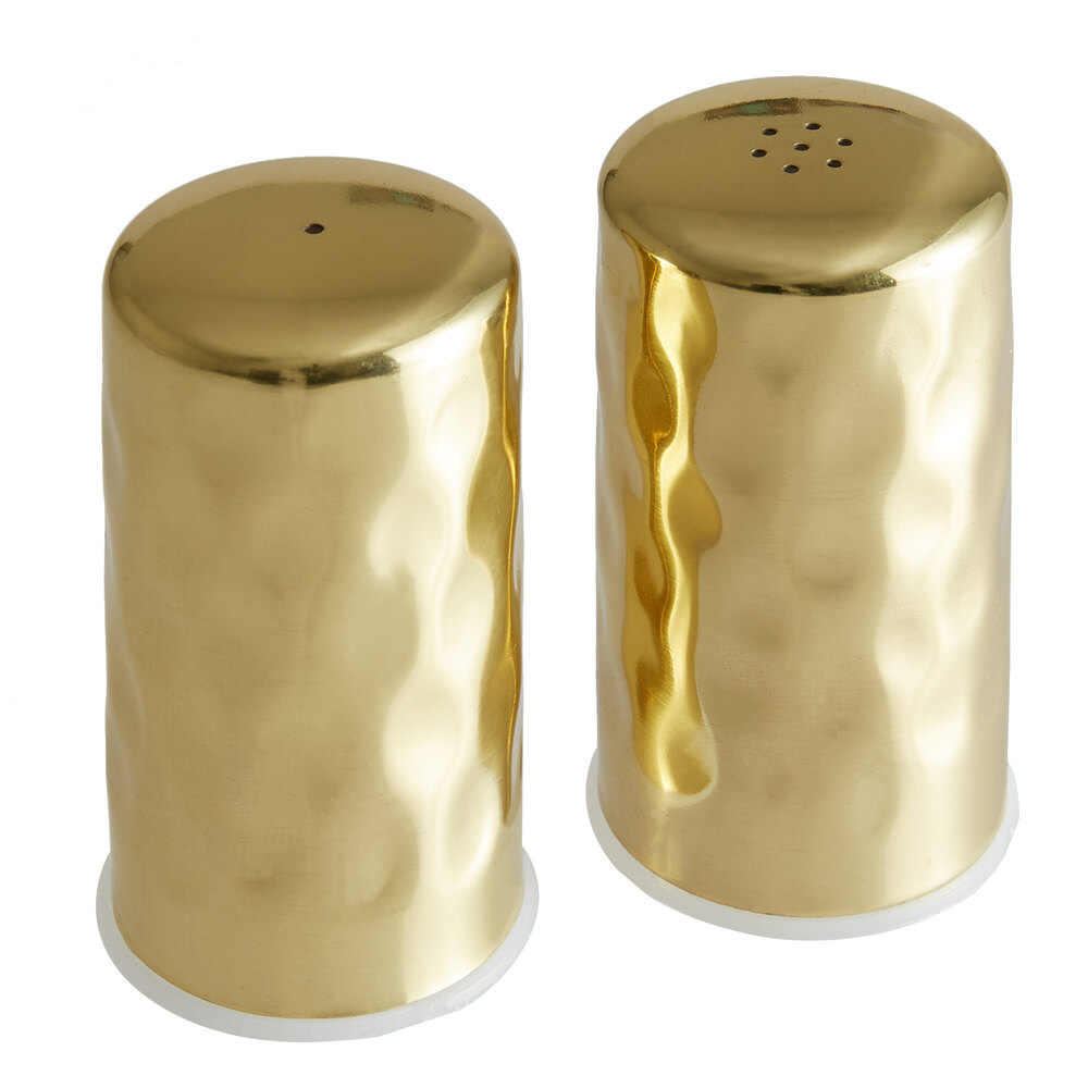 American Metalcraft GHSP2 2 oz. Gold Hammered Finish Salt and Pepper