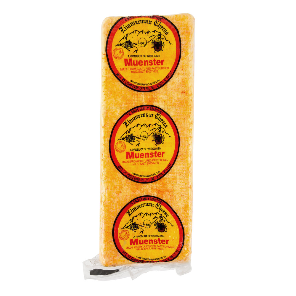 Zimmerman Cheese Muenster Cheese 6 lb. Solid Block 6/Case