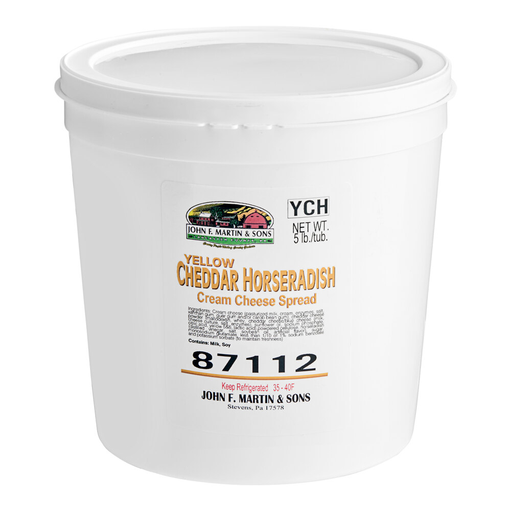 John F. Martin Cheddar Horseradish Cream Cheese Spread 5 lb. 2/Case