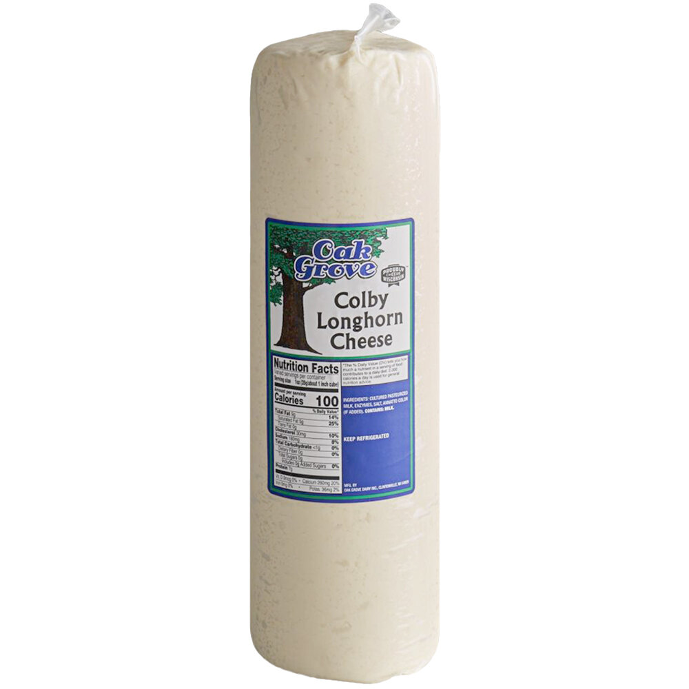 Oak Grove Dairy 6 lb. White Colby Longhorn Cheese Block 4/Case