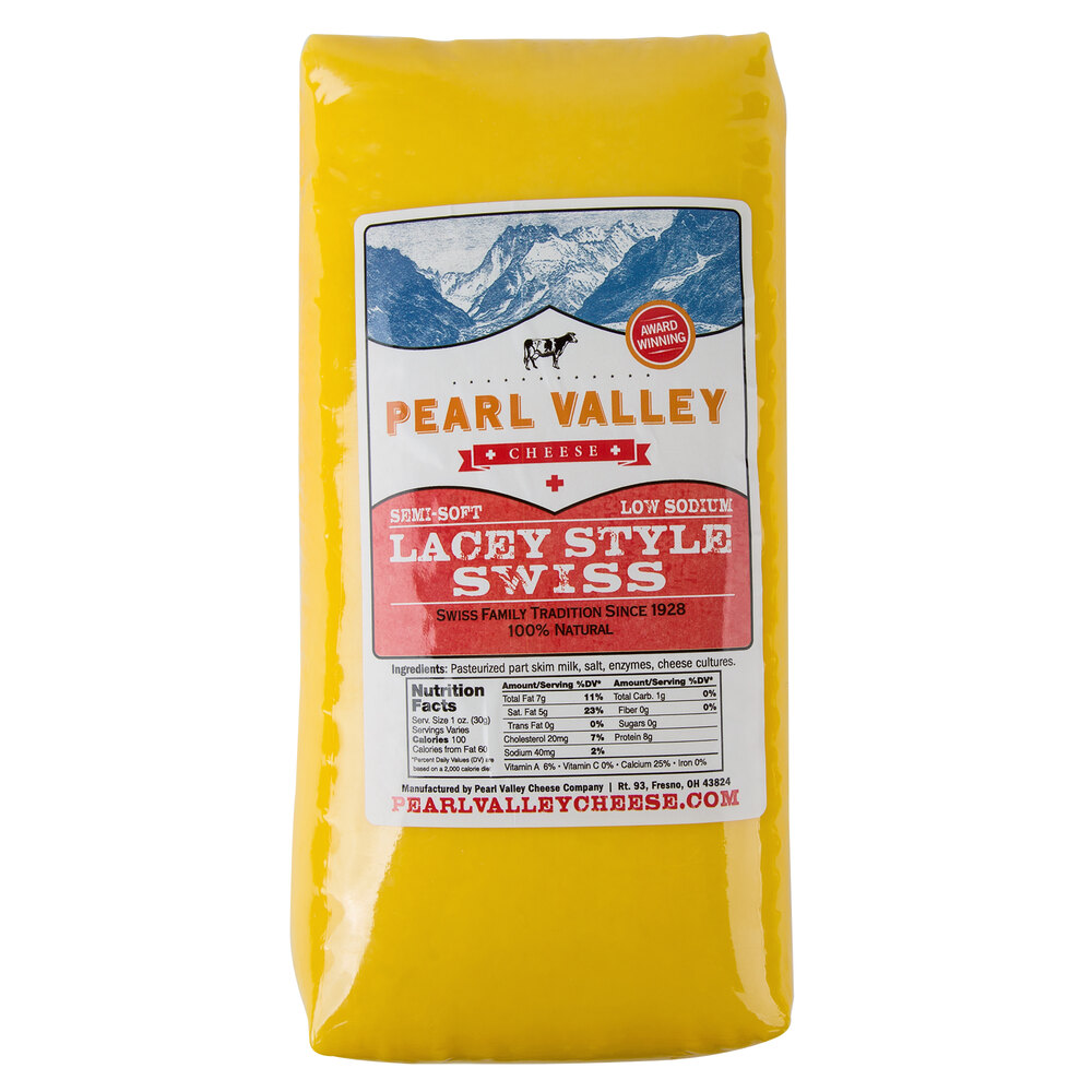 Pearl Valley Cheese 7 lb. Lacey Style Swiss Cheese 2/Case
