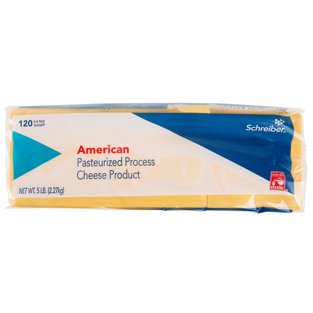 Schreiber 5 lb. Pack PreSliced Yellow American Cheese 4/Case