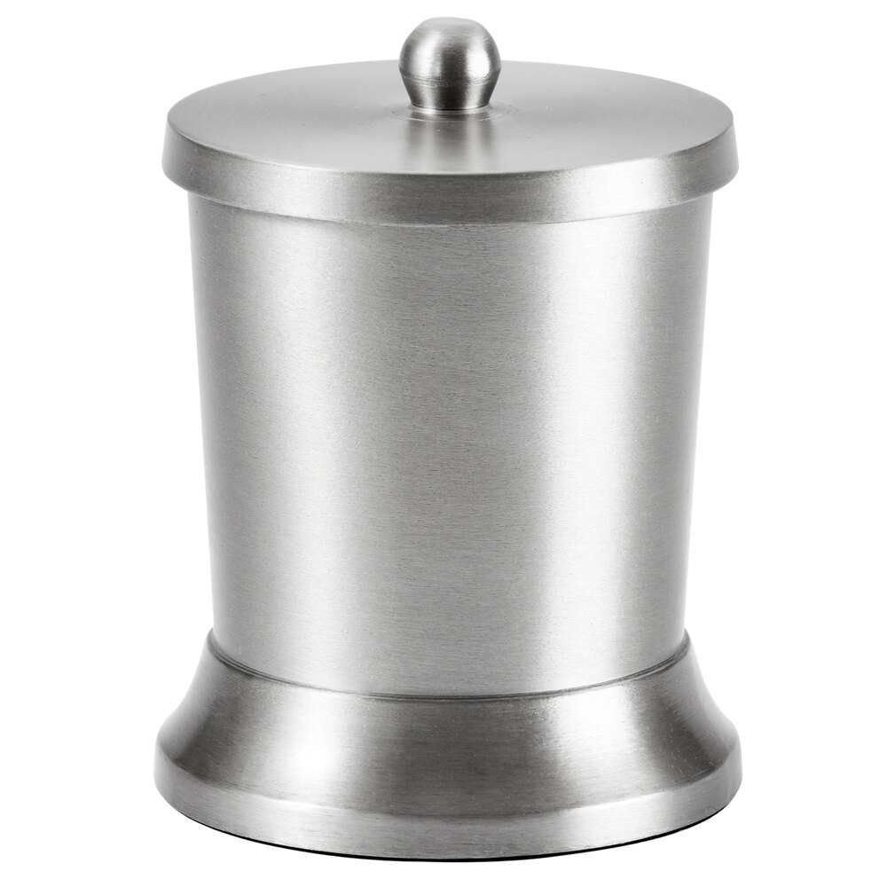 Focus Hospitality Pewter Veil Collection Brushed Stainless Steel Round Cotton Storage Container