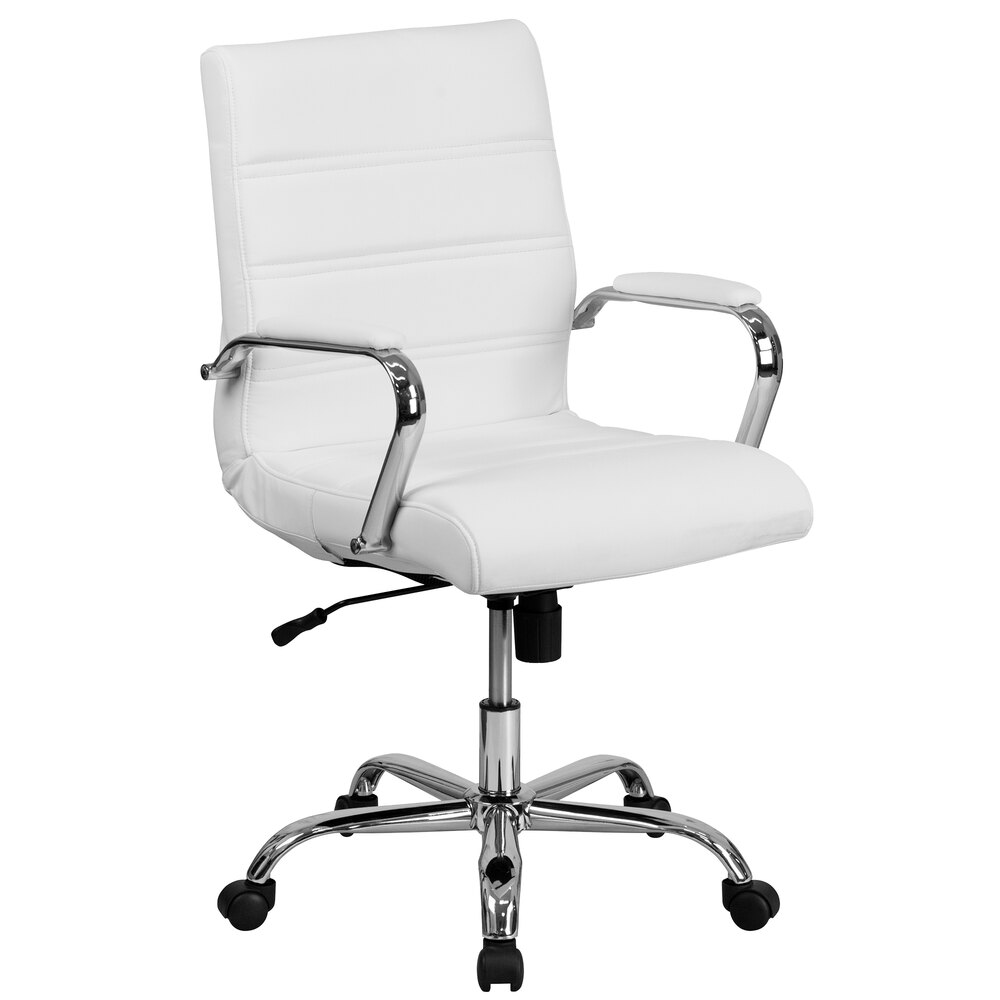 Flash Furniture GO2286MWHGG MidBack White Leather Swivel Office