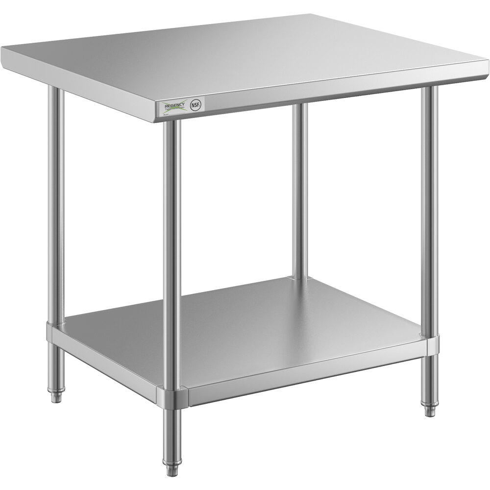 Regency 30 inch x 36 inch 16-Gauge 304 Stainless Steel Commercial Work Table with Undershelf