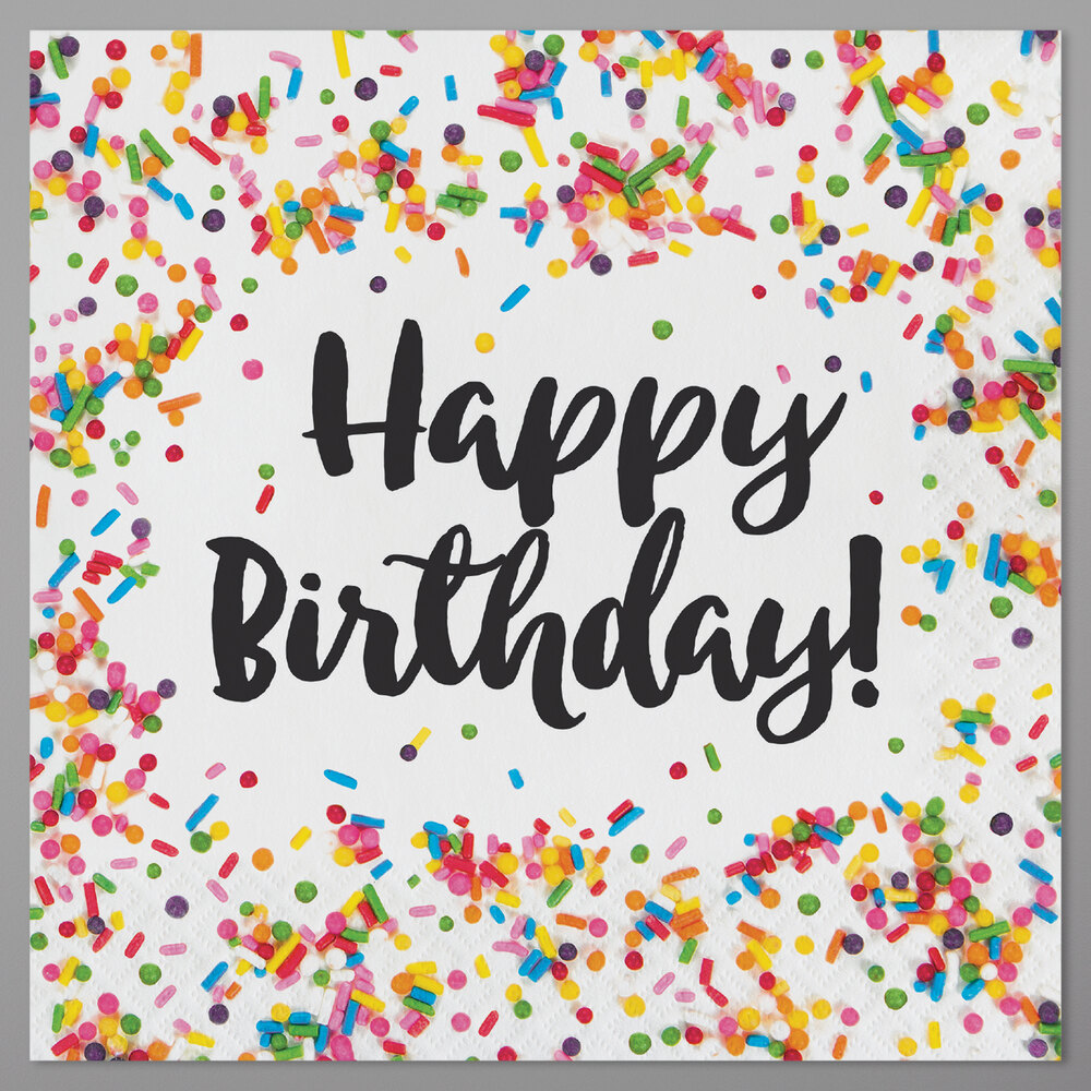 Creative Converting 324664 Happy Birthday Sprinkles 2Ply Luncheon