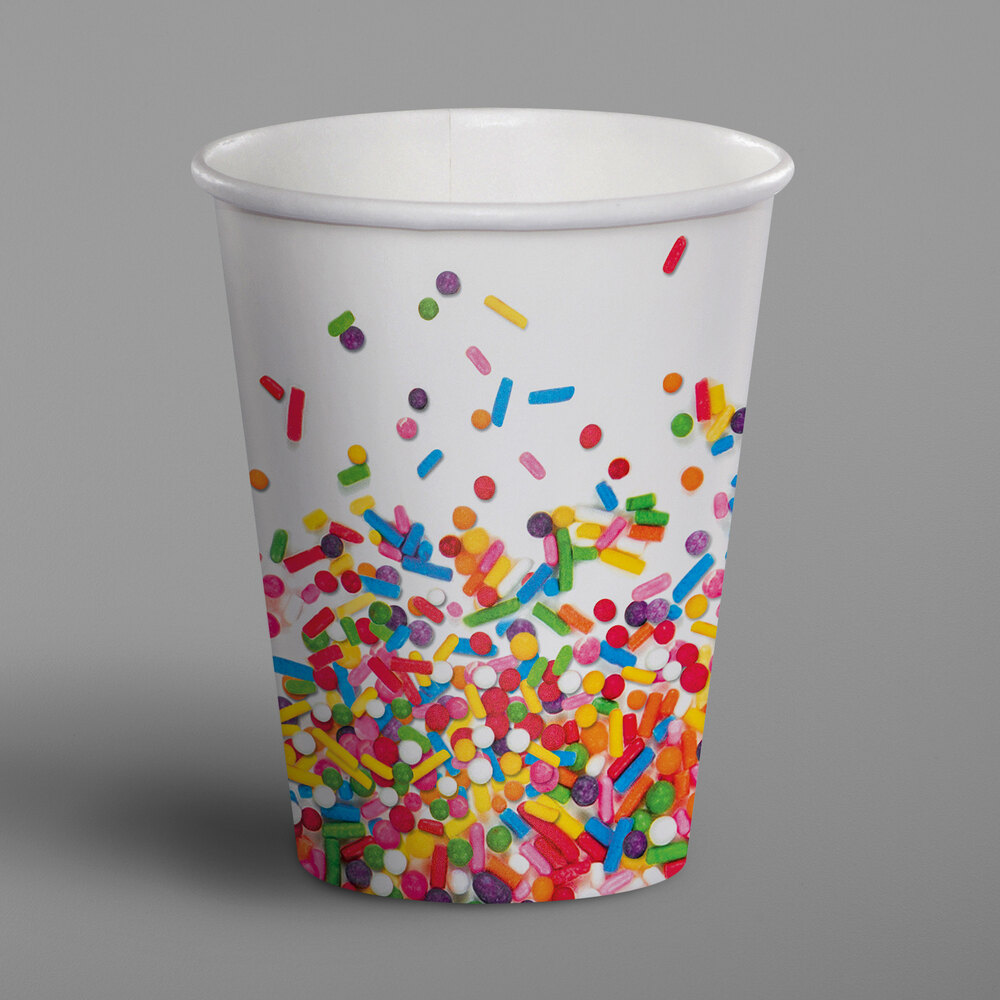 Creative Converting 9 oz. Confetti Sprinkles Paper Hot / Cold Cup - 96/Case