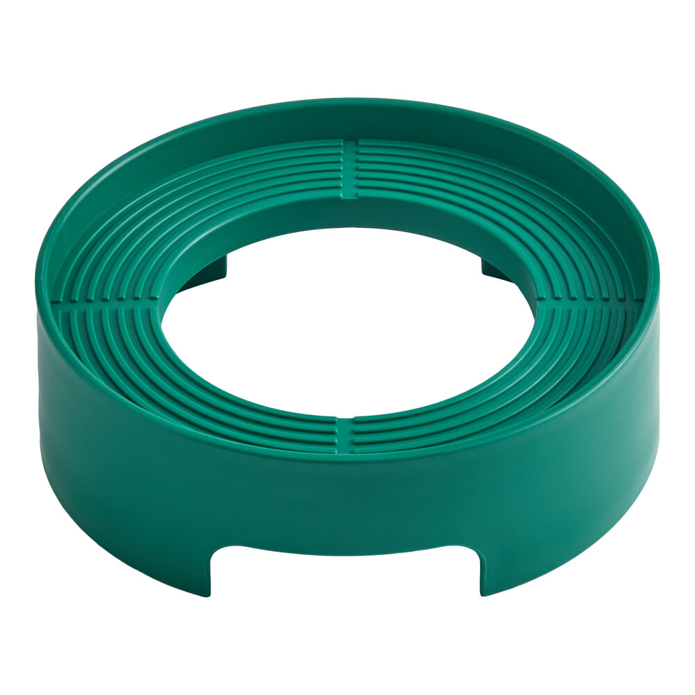 A green plastic keg stacker designed to hold and organize 1/6 or Cornelius kegs.