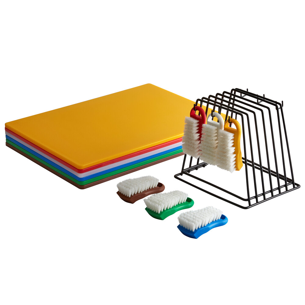 CHOPPING BOARD FULL SET OF 6 COLOUR CODED BOARDS WITH RACK STAND MULTI SIX PACK