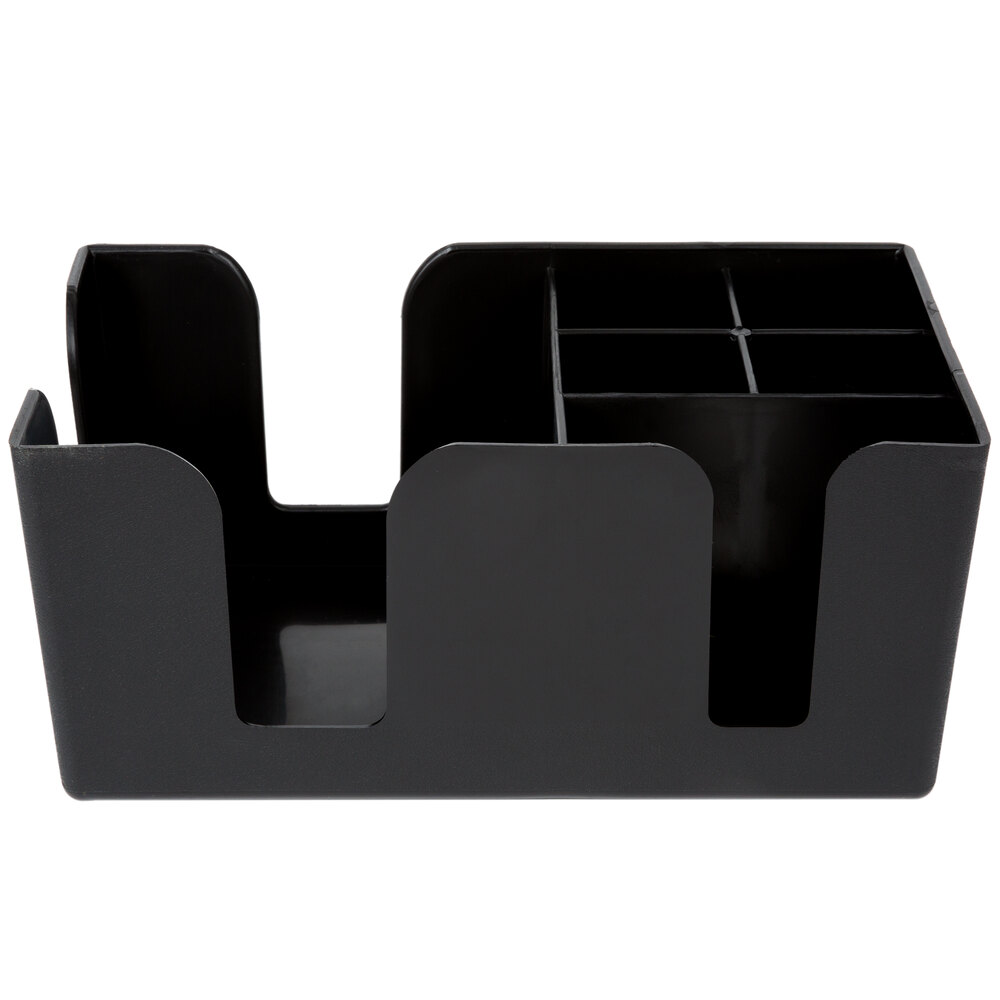 Black 6-Compartment Plastic Bar Caddy Winco BC-6 