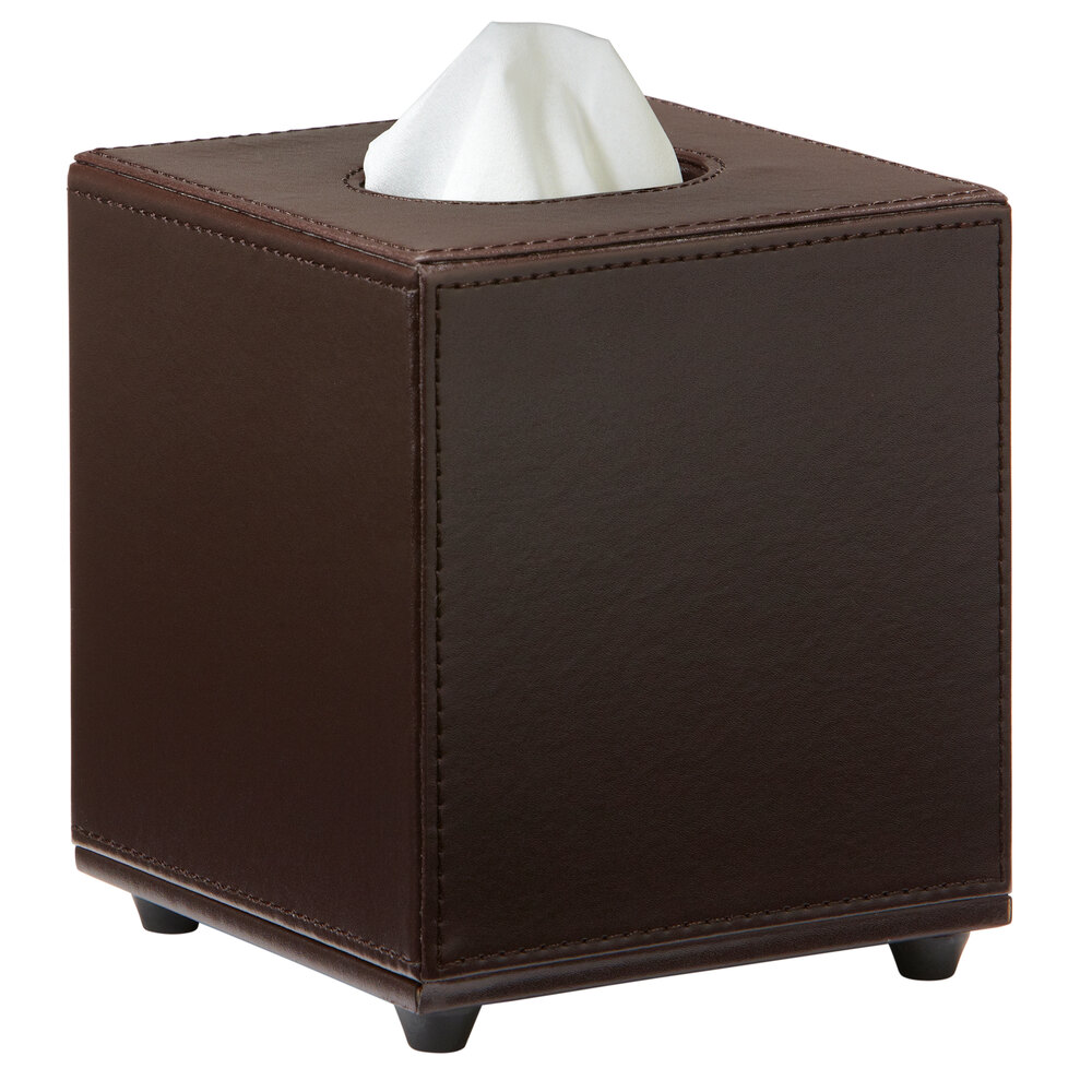 Melrose Brown Collection Faux Leather Square Tissue Box Cover