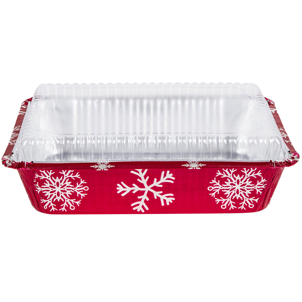 Durable Packaging 9201X 2 1/4 lb. Rectangular Holiday Foil Bake Pan