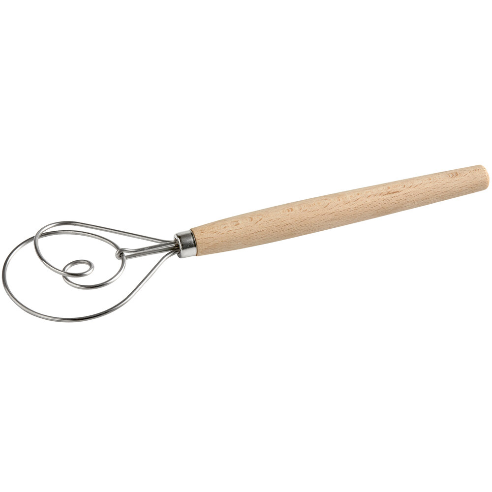 Fox Run 5836 12" Stainless Steel Danish Dough Whip / Whisk with Wooden