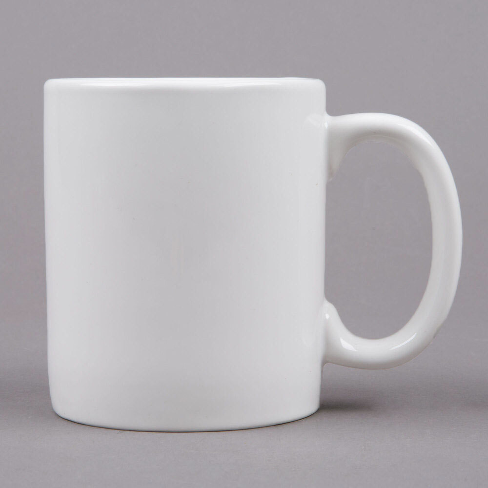 Tuxton BWM-1202 12 oz. White China C-Handle Mug - 6/Pack