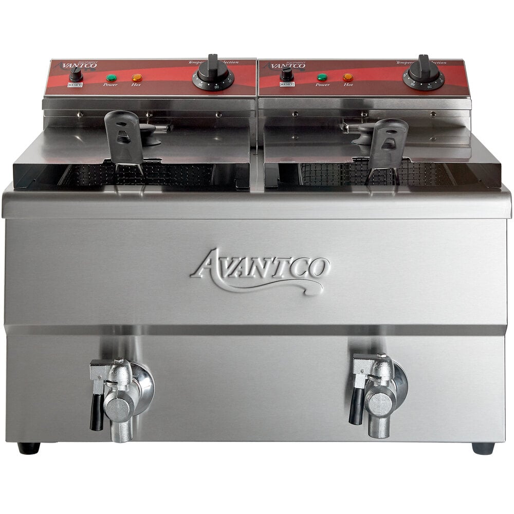 Avantco F200 15 lb. Medium-Duty Electric Countertop Fryer - 208/240V,  2700/3600W