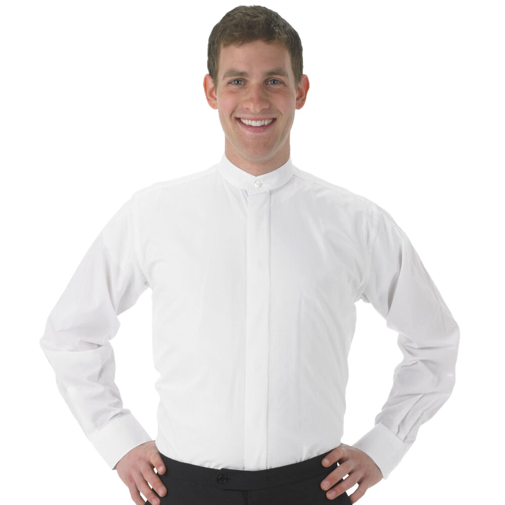 Long Sleeve Band Collar Dress Shirt