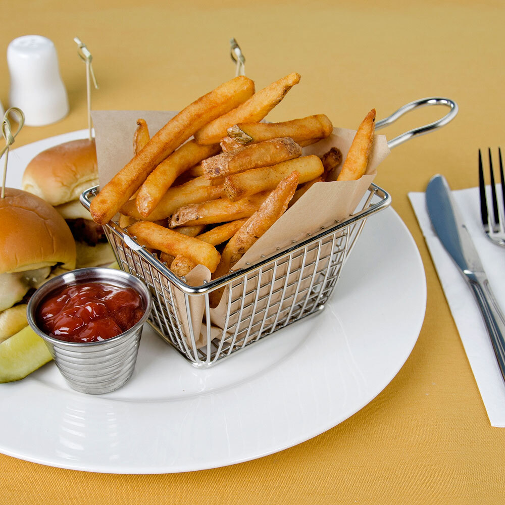 4" Rectangular Stainless Steel Mini Fry Basket