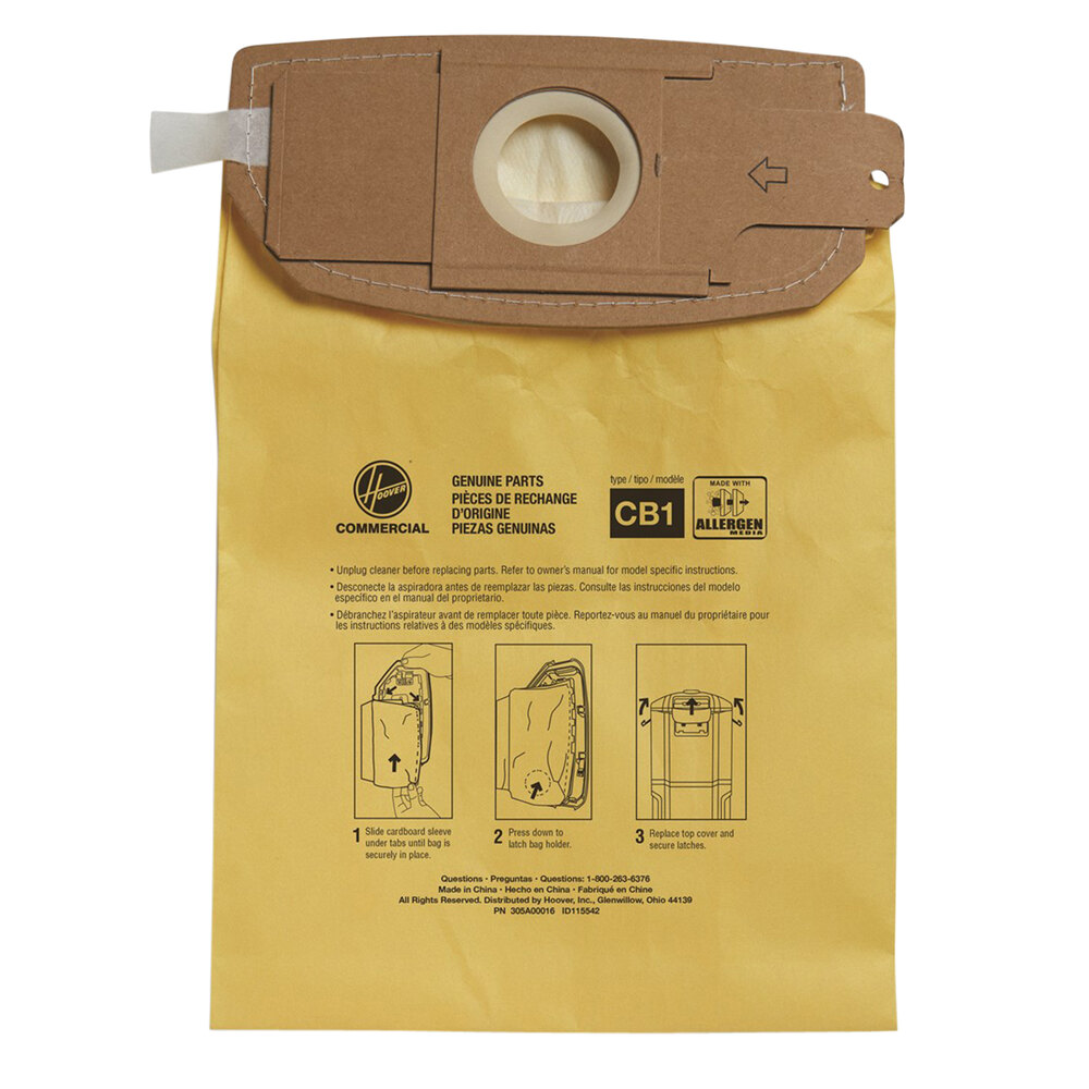 Hoover AH10273 Type CB1A Allergen Filtration Back Pack Vacuum Bag 10/Pack