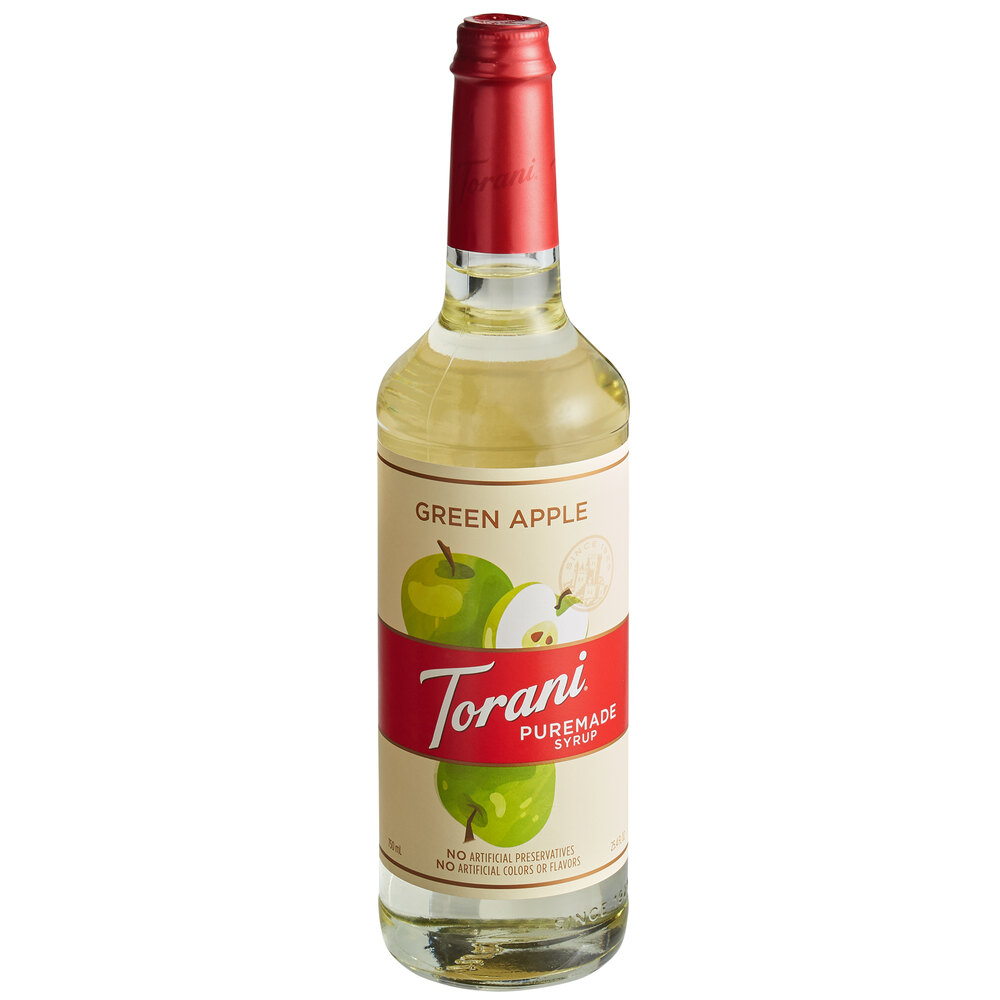 Torani Puremade Green Apple Flavoring Syrup 750 mL Glass Bottle