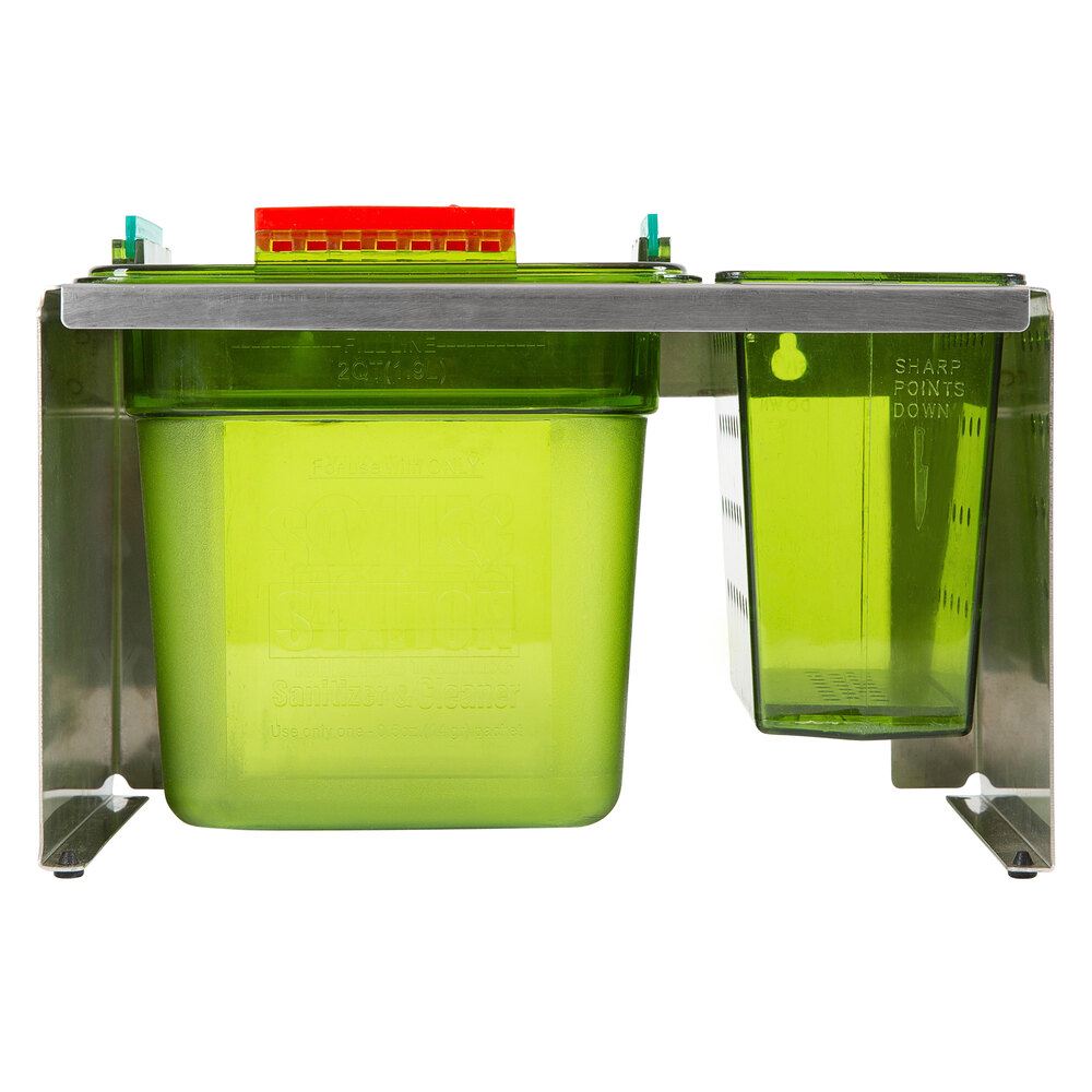 San Jamar SANIKIT5100 Sani Station Counter Stand Kit with Sanitizer and Test Strips for 5" Utensils