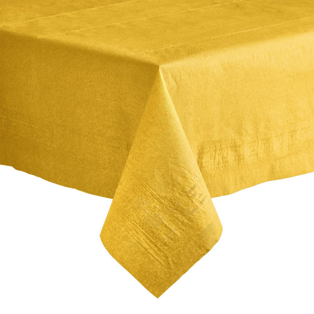 Hoffmaster 220640 54" x 108" Cellutex Sun Yellow Tissue / Poly Paper Table Cover 25/Case
