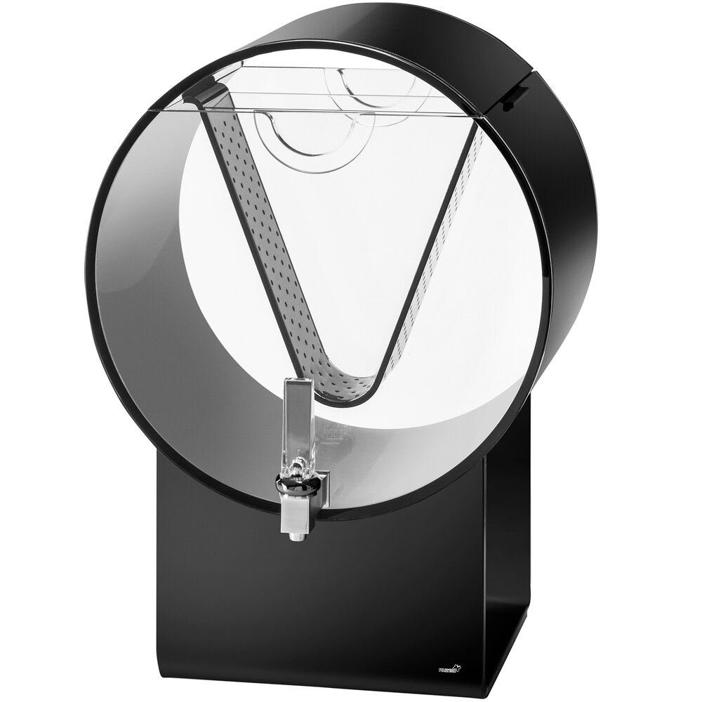 Rosseto LD183 Lucid 5 Gallon Black Acrylic Barrel Beverage Dispenser