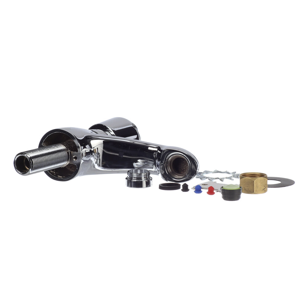 Zurn Z867R0-XL-3M 4" Widespread Gooseneck Slow-Closing Lead Free Double Handle Faucet With Push Button Handles And 0.5 GPM Vandal-Resistant Pressure Compensating Spray Outlet From The AquaSpec Collection | Ferguson Home