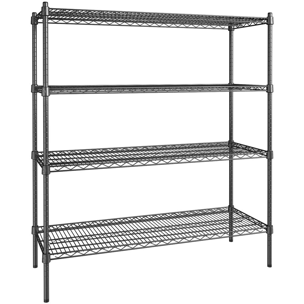 Office Shop Villa Warehouse. NSF Certified Black Epoxy 5-Shelf Kit with 54 inch x 36 inch Cottage posts 18 inch Useful at Home Stock Shelter,Restaurant Office Garage 