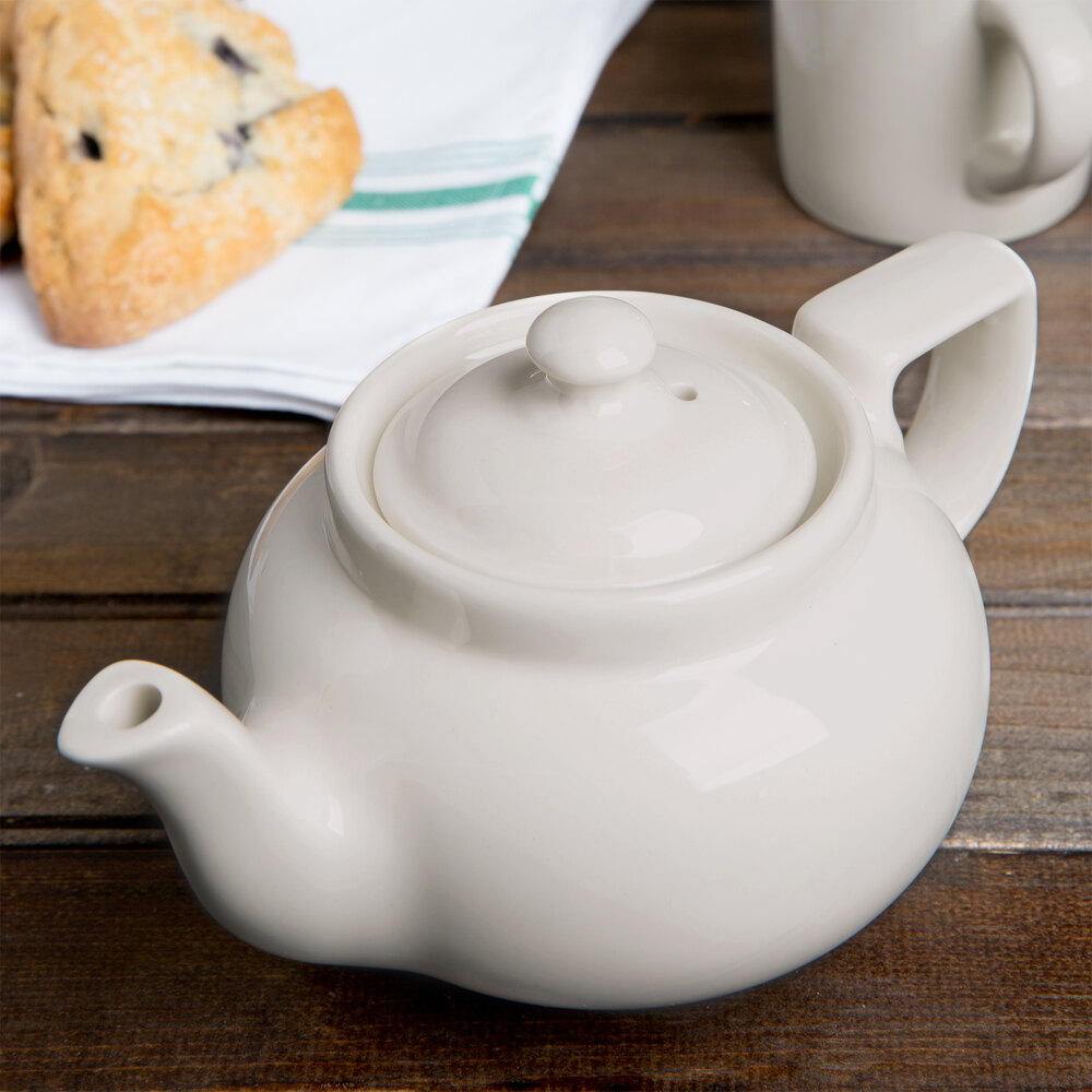 Hall China 220AWHA Ivory (American White) 16 oz. Boston Teapot 12/Case