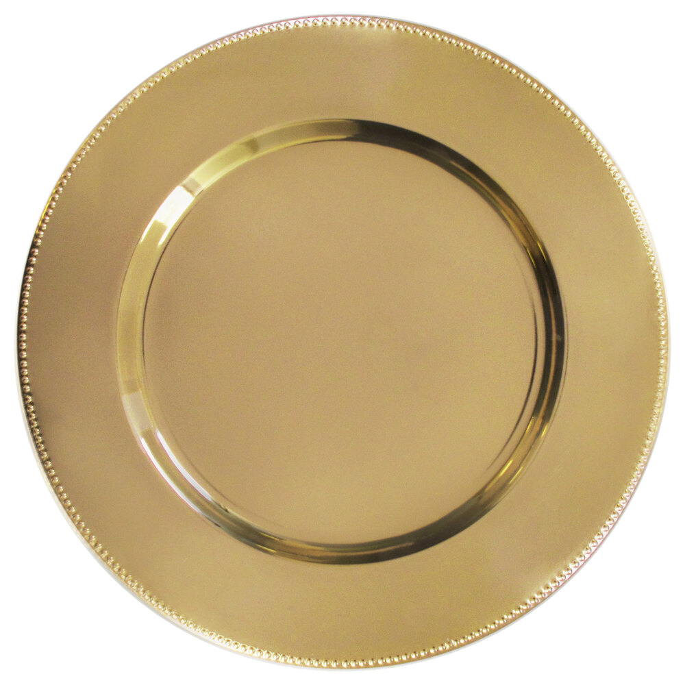 Charge It by Jay 13" Round Gold with Beaded Rim Metal Charger Plate