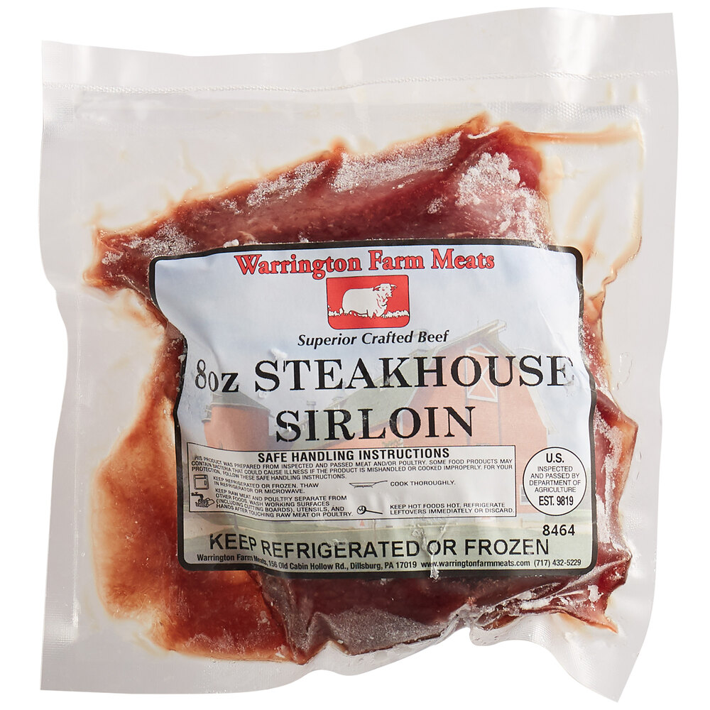 Warrington Farm Meats 8 oz. Frozen Sirloin Steak 20/Case