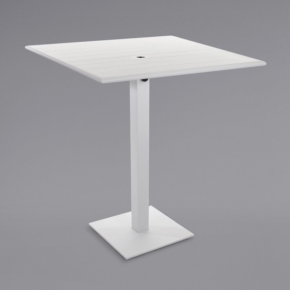 BFM Seating 36" Square White Aluminum Bar Height