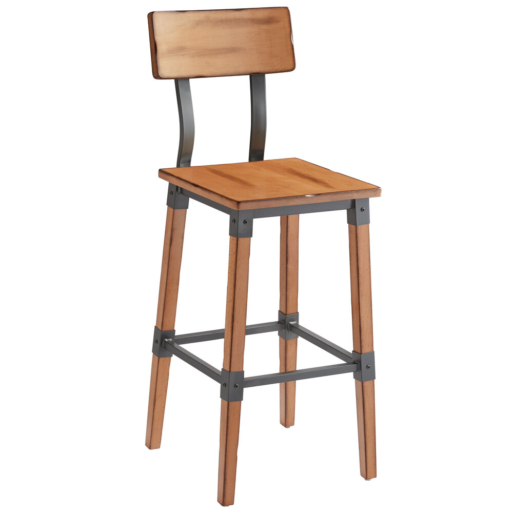 Lancaster Table & Seating Industrial Bar Stool with Honey Maple Finish