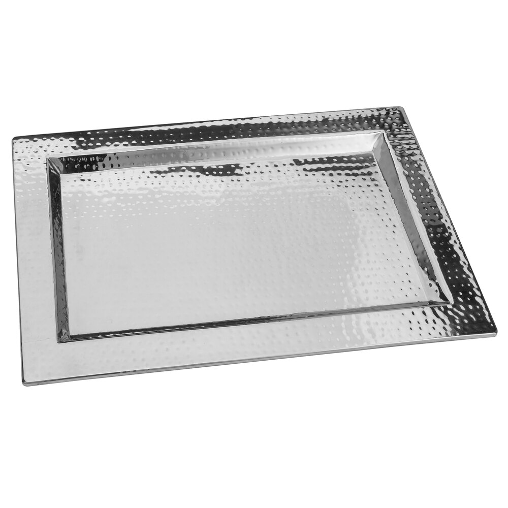 Walco VMT1812 Ironstone 18" x 12" Stainless Steel Rectangular Serving Tray