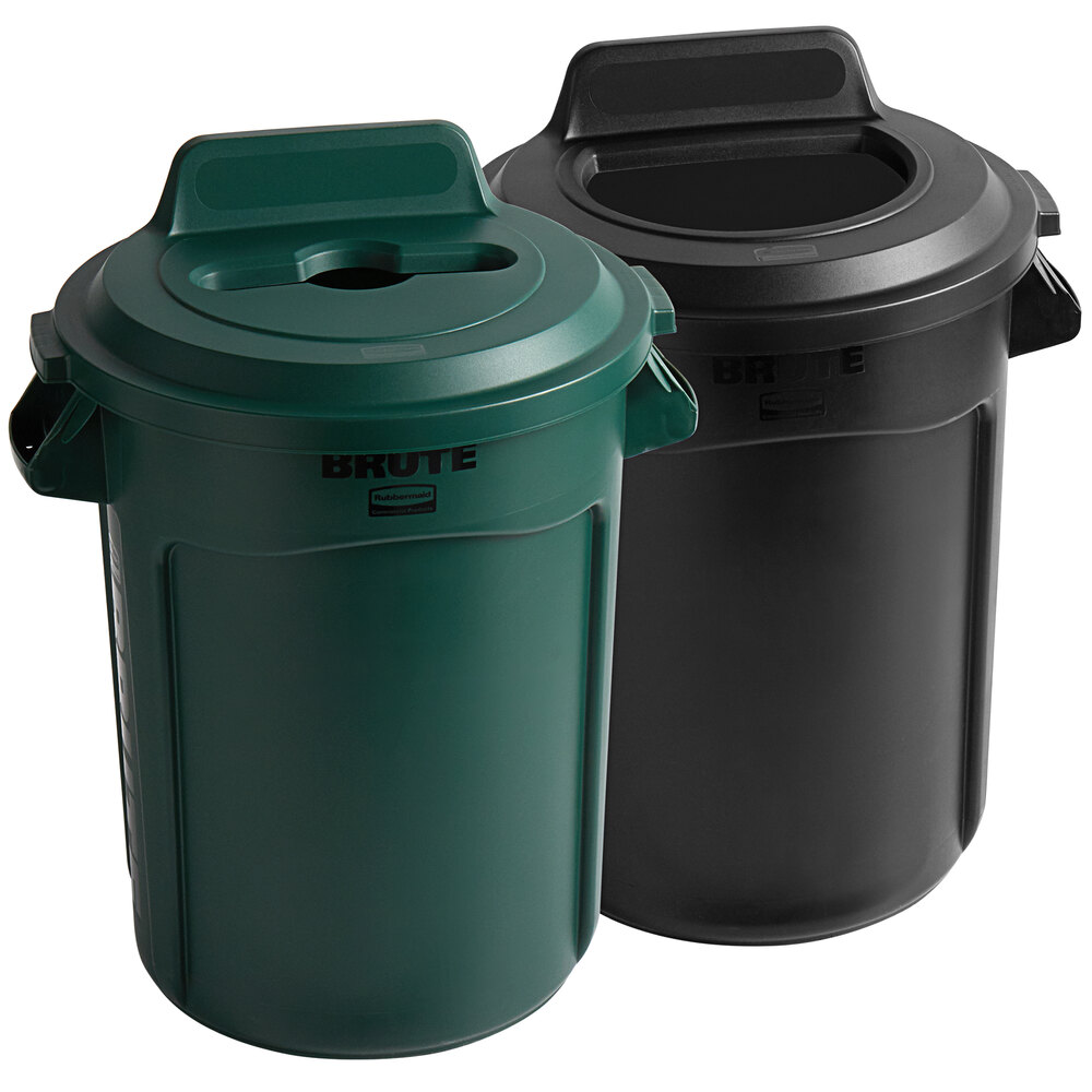 Rubbermaid BRUTE 32 Gallon 2Stream Round Recycle Station with Black