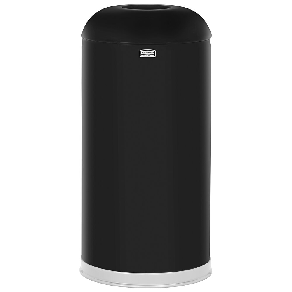 Rubbermaid FGR32EGLBK Round Tops 15 Gallon Black Open Top Trash Can