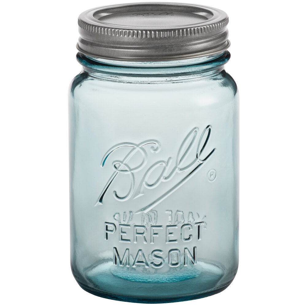 Ball 1440069054 16 oz. Pint Aqua Vintage Regular Mouth Glass Canning