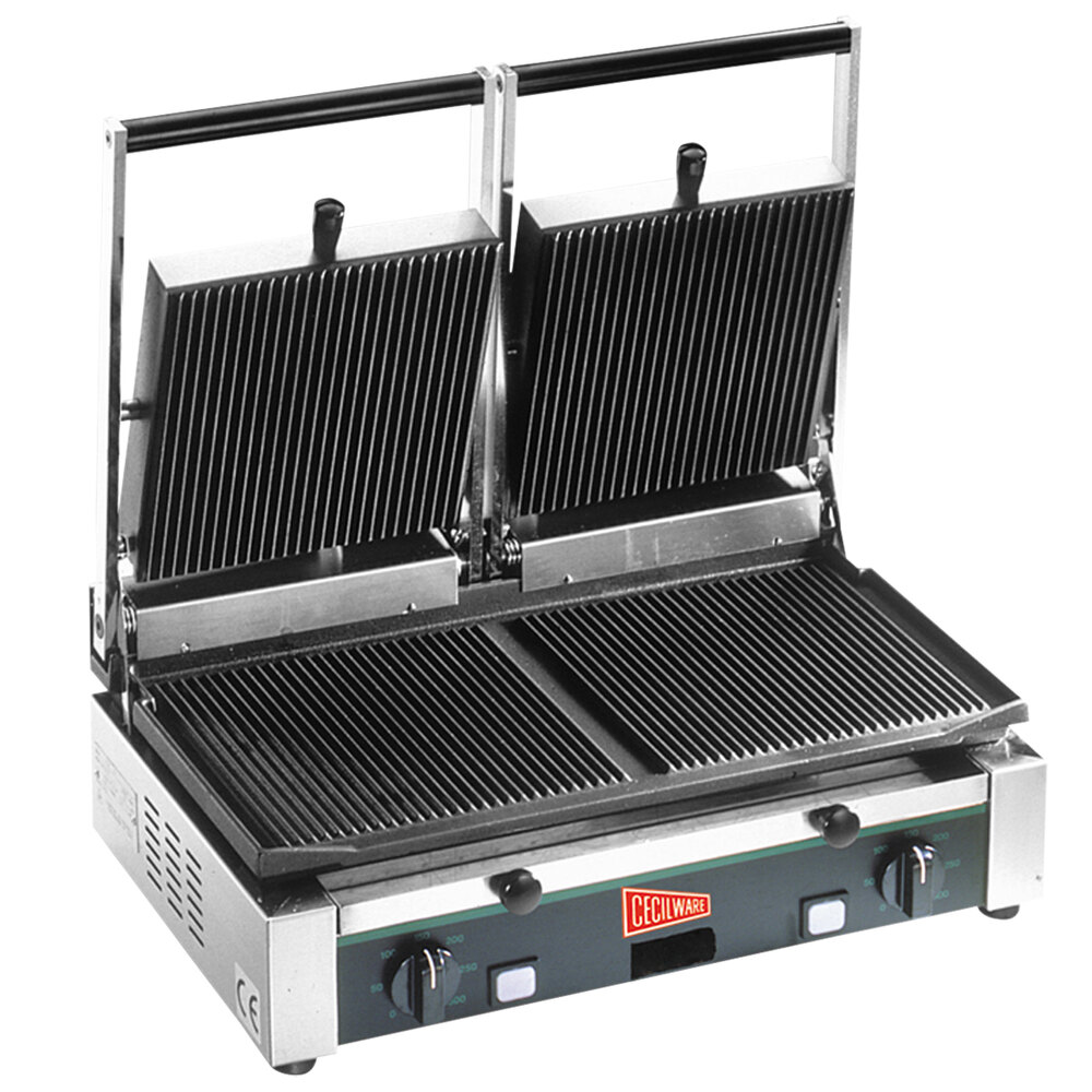 Cecilware TSG2G Double Panini Sandwich Grill with Grooved Surfaces
